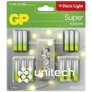 Batérie alkalické GP SUPER AA 12 + AAA 12 + LED reťaz BL