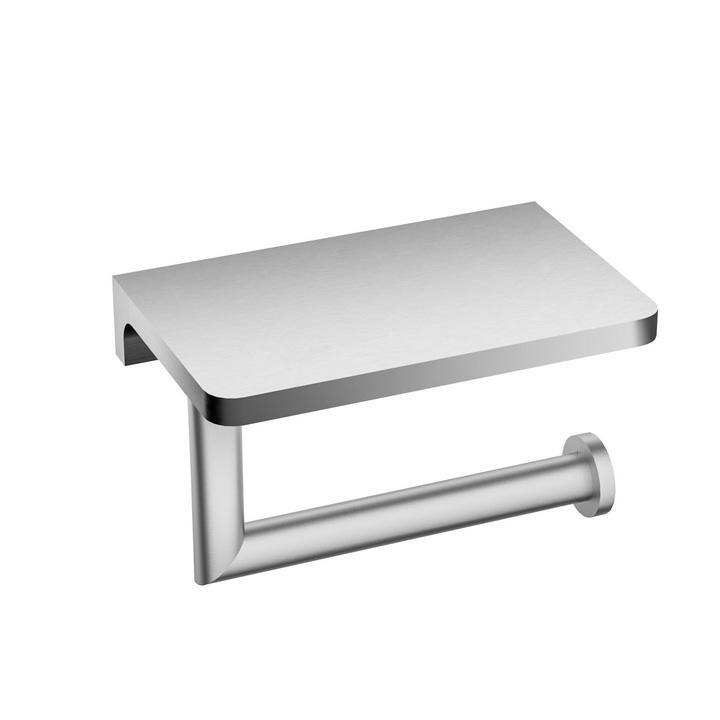 Držiak toaletného papiera s poličkou bez krytu nikel kartac