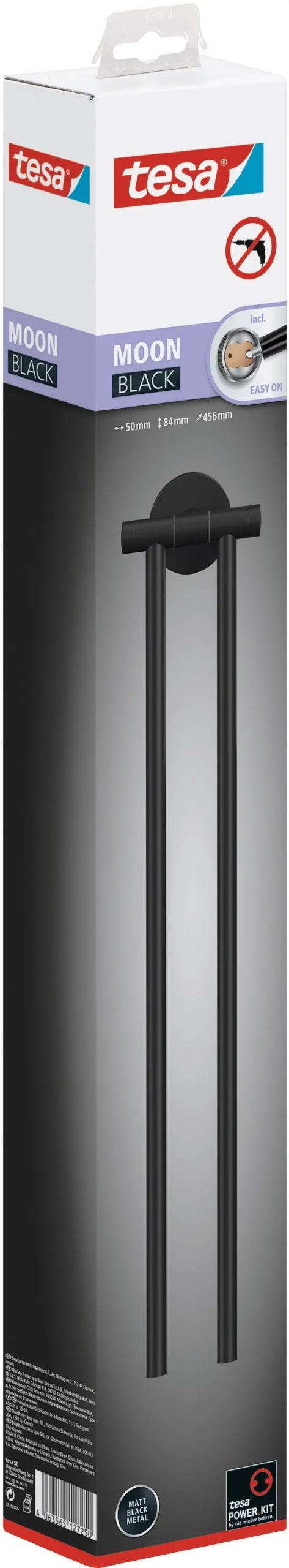 Tesa držiak na uteráky dvojramenný Moon Black