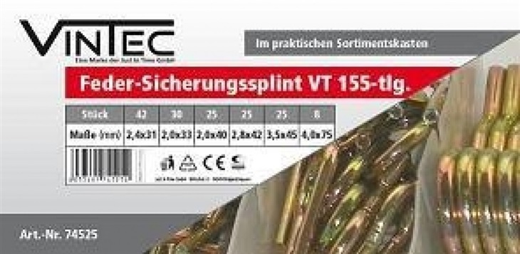 Závlačky pružinové VT sada 155ks