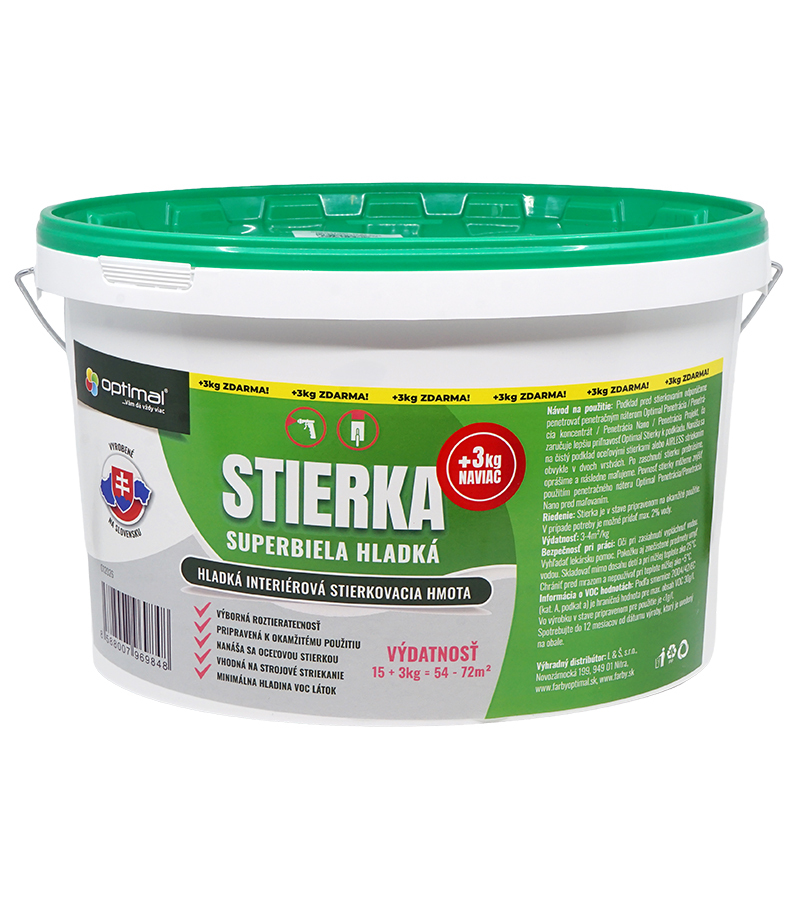 Optimal Stierka 15+3kg grátis - hladká stierková hmota Optimal Stierka 15+3kg grátis - hladká stierková hmota