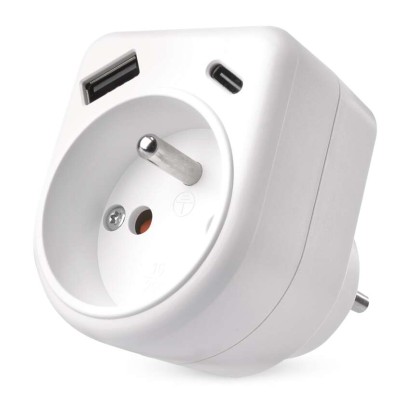 Zásuvka rozbočovacia 1xUSB-A + 1xUSB-C