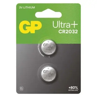 Lítiová gombíková batéria GP CR2032 Ultra plus, 2 ks