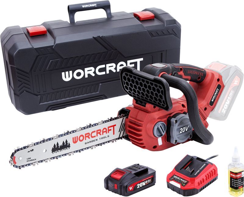 Píla Worcraft CGC-S20LiBAM bezuhliková reťazová 20V Li-ion 75ml nádrž na olej