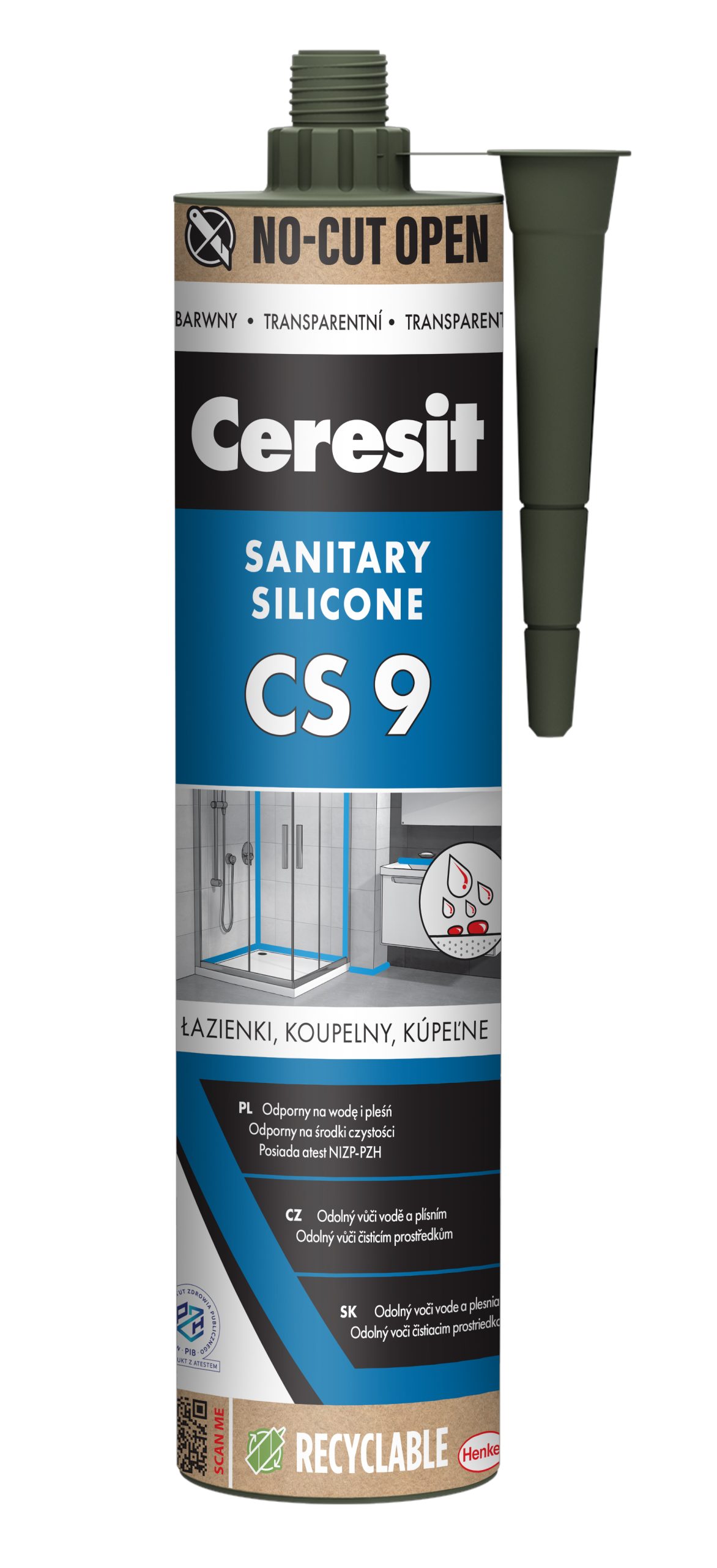 Ceresit CS9 sanitar transparent 280ml NO-CUTT Ceresit CS9 sanitar transparent 280ml NO-CUTT