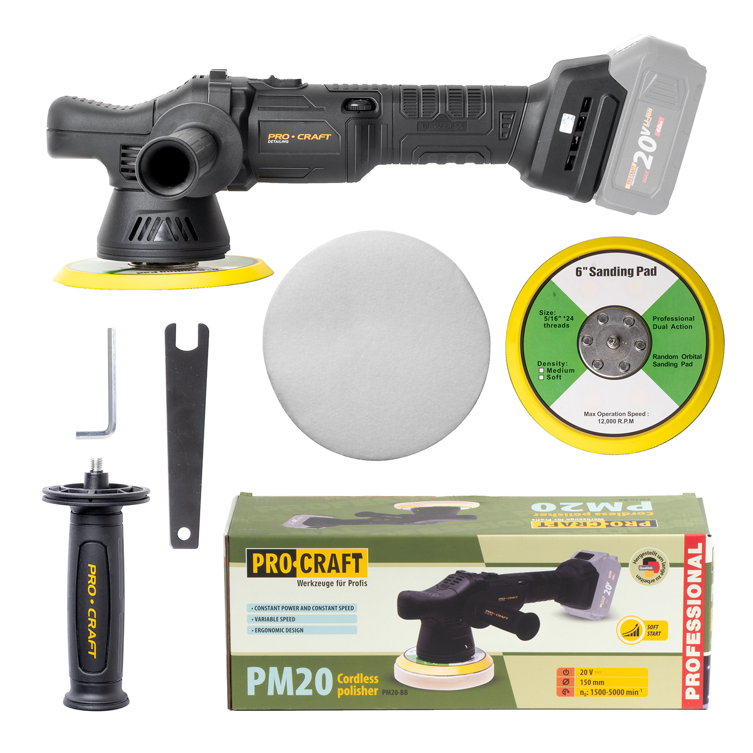Leštička Aku Procraft PM20bb (bez batérie a nabíjačky) Leštička Aku Procraft PM20bb (bez batérie a nabíjačky)
