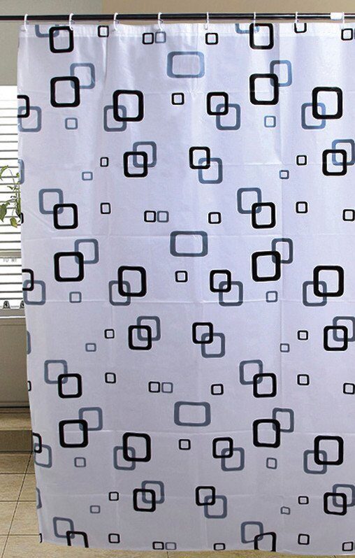 Záves sprchový 180x180cm PEVA štvorcový vzor biela/modrá/čierna ZV010